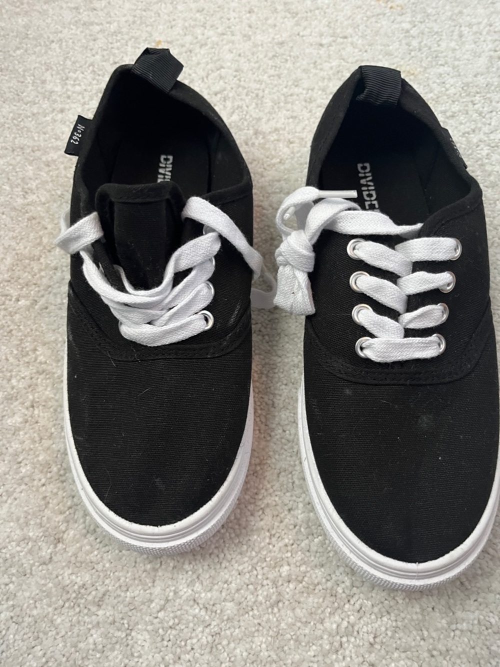 Divided Black and White Low-Top Canvas Sneakers